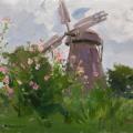Flowers and windmill